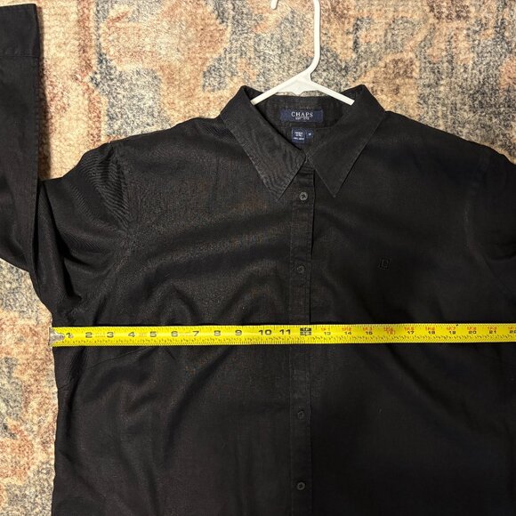 Ralph Lauren Chaps Womens Plus 100% Linen Button-Front Shirt Top Blouse 1X Black - Picture 7 of 10